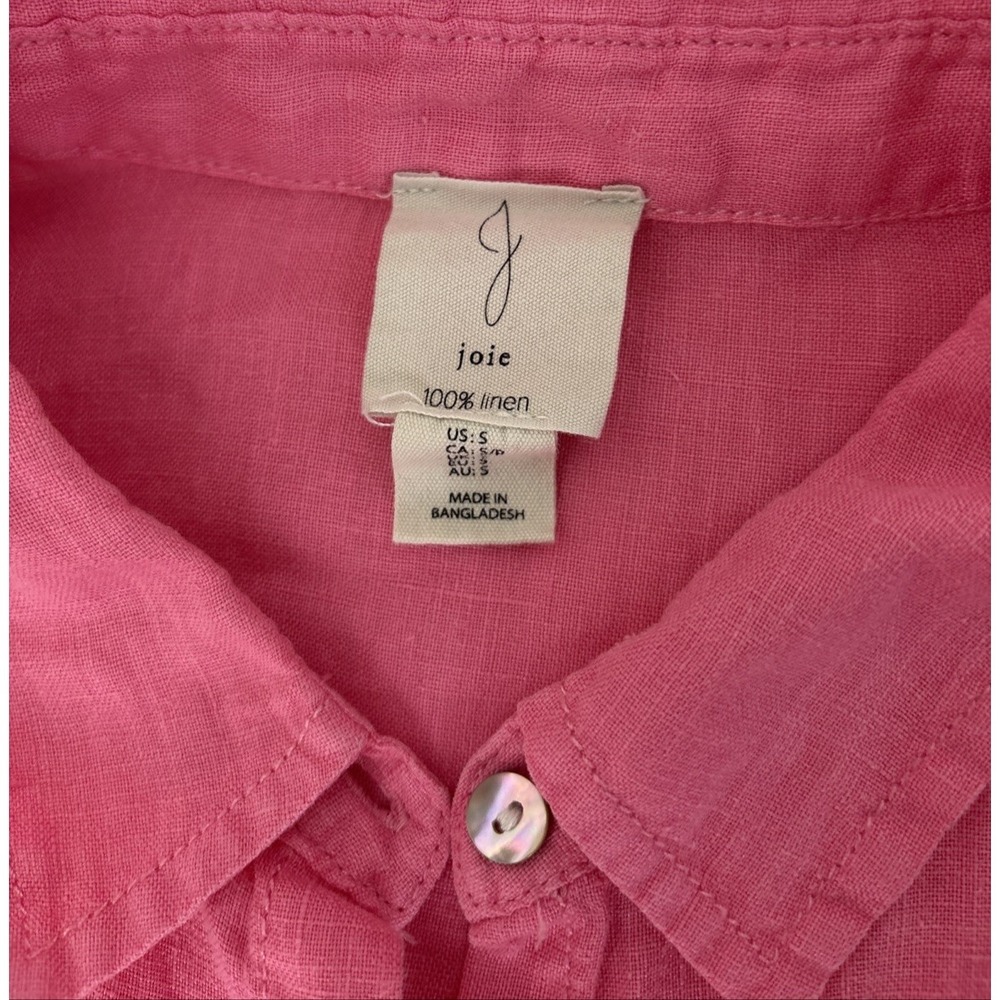 Joie 100% Linen Button Up Shirt Top Womens Small Pink Coastal Beach NE Summer - Picture 4 of 8